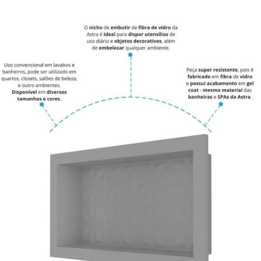 Nicho De Embutir De Plástico Fibra Vidro 3D Cinza Fosco Astra 30x60x10cm - Imagem principal - 1aba3b4d-4c5e-467a-b300-bbae0e0d8fe3