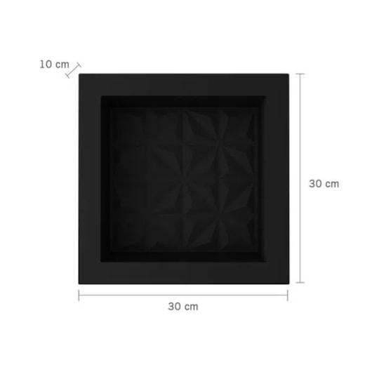 Nicho De Embutir De Plástico Fibra Vidro 3D Preto Fosco Astra 30x30x10cm - Imagem principal - bdb009d6-304f-4994-9307-73e75337f0d8