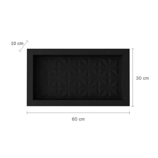 Nicho De Embutir De Plástico Fibra Vidro 3D Preto Fosco Astra 30x60x10cm - Imagem principal - 0df5052c-dc65-4c0d-8100-2138a26388ff