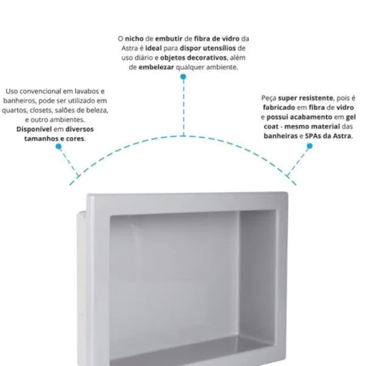 Nicho De Embutir De Plástico Fibra Vidro Astra 30x45x10cm - Imagem principal - 6b4ab82a-1fdb-47c0-aa83-0457012ed51b