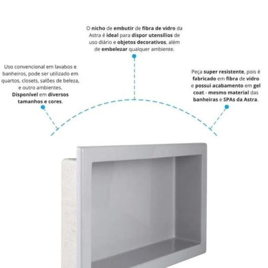 Nicho De Embutir De Plástico Fibra Vidro Astra 30x60x10cm - Imagem principal - 72f807d6-2f47-4649-abd1-ac74b480a6ee