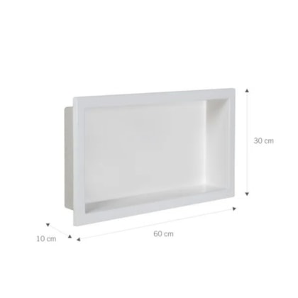 Nicho De Embutir De Plástico Fibra Vidro Branco Astra 30x60x10cm