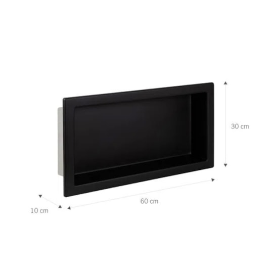 Nicho De Embutir De Plástico Fibra Vidro Pintado Preto Fosco Astra 30x60x10cm - Imagem principal - 1829ae3d-5a39-442f-b3d3-96617e323713