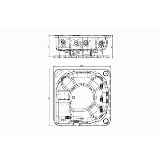 Ofurô De Acrílico 10 Pessoas Sirena 5 Gran Luxo 221x221cm Astra - Imagem principal - 8118105d-675e-4432-a0bb-575b7c690d71