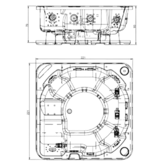 Ofurô De Acrílico 10 Pessoas Sirena 6 Premiere 221x221cm Astra - Imagem principal - 2dee8c2e-3533-4d15-8e3f-696b2c85f331