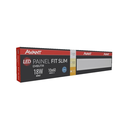 Painel Fit LED Plafon de Embutir 18W Retangular 10x60cm Luz Neutra 4000K Bivolt Avant - Imagem principal - b13ef25e-3a4a-41ae-b22e-ec9c7111a96f