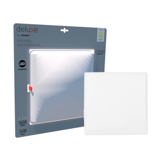 Painel Flat LED Plafon De Sobrepor 36W Quadrado 22,5cm Luz Neutra 4000K Bivolt Avant - Imagem principal - 2e412da3-b72f-4489-8d00-ffab91891752