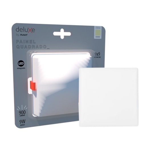 Painel Flat LED Plafon De Sobrepor 9W Quadrado 9cm Luz Neutra 4000K Bivolt Avant - Imagem principal - 7fe85726-7486-4859-b111-f86a083665e2