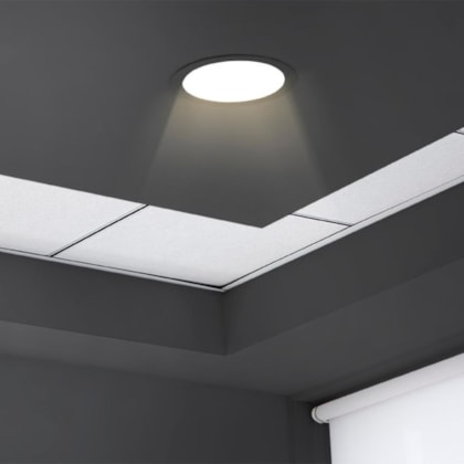 Painel Led Redondo De Sobrepor 6500K Lys Preto Taschibra 12W