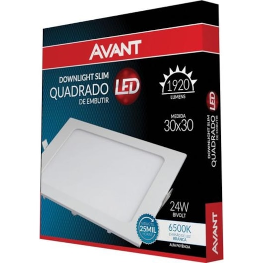 Painel Pop LED De Embutir Em Aluminio 24W Quadrado 30cm Luz Branca 6500K Bivolt Avant - Imagem principal - 0fee65c5-3ec3-40a3-b43a-e38e80c4e1cd