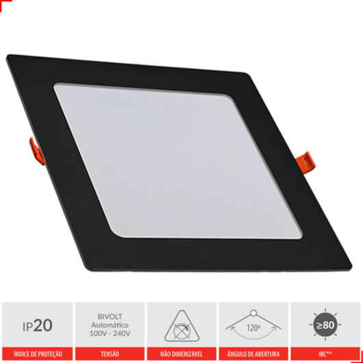 Painel Pop Led De Sobrepor 18w Quadrado 22 Preto Luz Amarela 3000k Avant - Imagem principal - 4a01cbd2-02fc-4900-9a49-d101e8e81adc