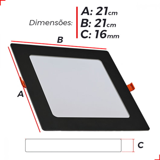 Painel Pop Led De Sobrepor 18w Quadrado 22 Preto Luz Amarela 3000k Avant - Imagem principal - e729a3cc-194e-4c32-8550-cc28a47429c8
