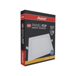 Painel Pop LED Plafon De Embutir 12W Quadrado 17cm Luz Amarela 3000K Bivolt Avant