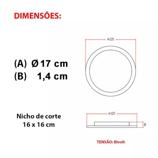 Painel Pop LED Plafon De Embutir 12W Redondo 17cm Luz Amarela 3000K Bivolt Avant - Imagem principal - c1821ebc-cc17-48f8-bb3f-77dbfc9ec857