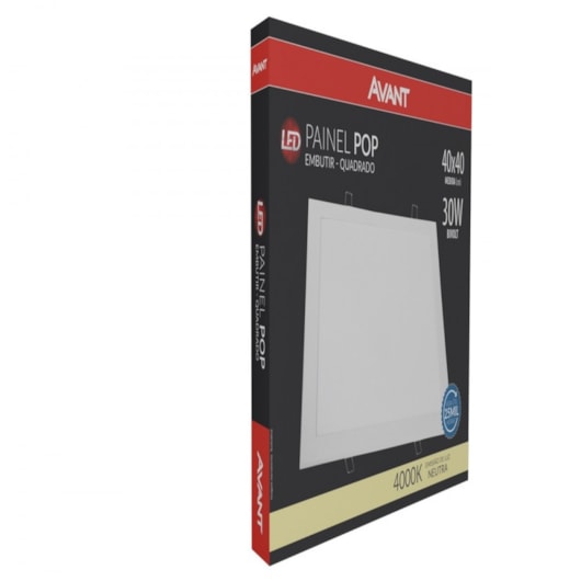 Painel Pop LED Plafon De Embutir 30W Quadrado Luz Neutra 4000K Bivolt Avant 40cm - Imagem principal - 5d521abe-964e-4a4a-afef-2c8bdc11843e
