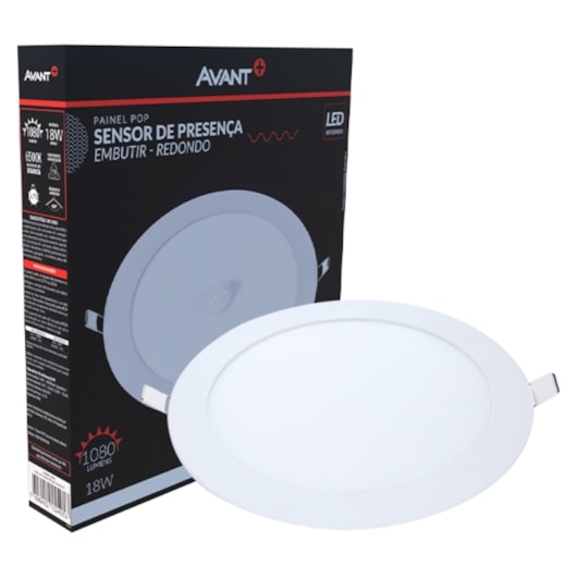 Painel Pop LED Plafon De Embutir Com Sensor de Presenca 18W Redondo 21cm Luz Branca 6500K Bivolt Avant - Imagem principal - f1f46653-209d-476f-b66d-66bde04d1bae