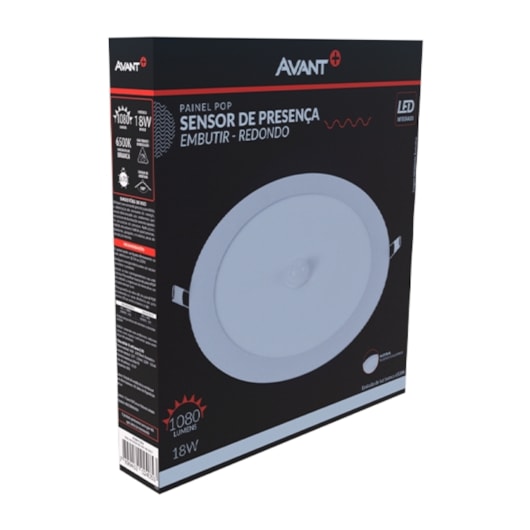 Painel Pop LED Plafon De Embutir Com Sensor de Presenca 18W Redondo 21cm Luz Branca 6500K Bivolt Avant - Imagem principal - 826a48d9-7eb0-411f-a768-9fb5d3ff459c