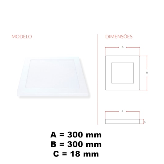 Painel Pop LED Plafon De Embutir Em Aluminio 24W Quadrado 30cm Luz Branca 6500K Bivolt Avant - Imagem principal - d8f8a321-c7d7-45f6-9c59-860fa51792ef