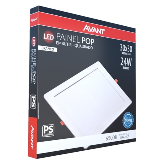 Painel Pop LED Plafon De Embutir Em Poliestireno Super Leve 24W Quadrado 30cm Luz Branca 6500K Bivolt Avant - Imagem principal - 0bf75e9f-e6ac-4f84-9acb-656c54b4c3f1