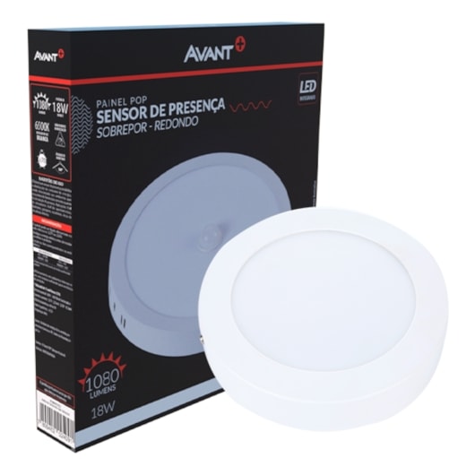 Painel Pop LED Plafon De Sobrepor Com Sensor de Presenca 18W Redondo 21cm Luz Branca 6500K Bivolt Avant - Imagem principal - 44849cd6-a926-45bd-a24b-27615967645a