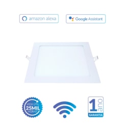 Painel Pop LED Plafon Inteligente de Embutir Smart Wi-Fi NEO 18W Quadrado 22cm Luz Dimerizavel Amarela-Branca Bivolt Avant