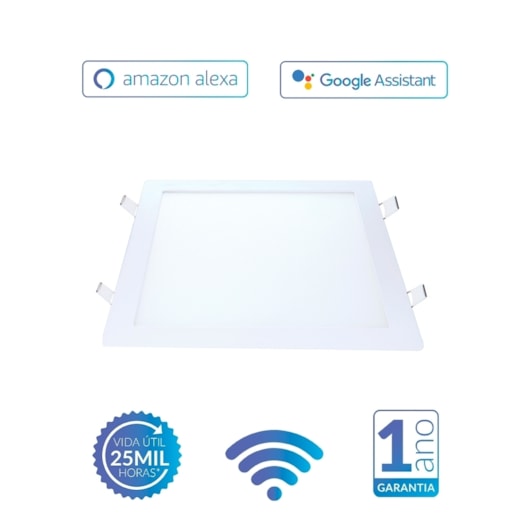 Painel Pop LED Plafon Inteligente de Embutir Smart Wi-Fi NEO 24W Quadrado 30cm Luz Dimerizavel Amarela-Branca Bivolt Avant - Imagem principal - 7f4af684-fd53-4eb5-bf5b-2572562751ab