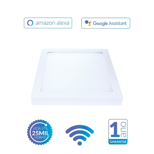 Painel Pop LED Plafon Inteligente de Sobrepor Smart Wi-Fi NEO 24W Quadrado 30cm Luz Dimerizavel Amarela-Branca Bivolt Avant - Imagem principal - 5196153f-f7c1-4b7c-93ed-b3a0c5ed3223