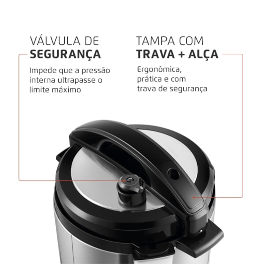 Panela De Pressão Elétrica PE47 Preto E Inox Mondial 3L 127V 700W - Imagem principal - 38d4a356-dd86-40f7-81c9-7576c901b31b