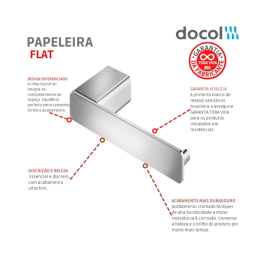Papeleira Flat Cromada Docol - Imagem principal - 600f3824-1ef4-49cb-970c-a56ae862e1f3