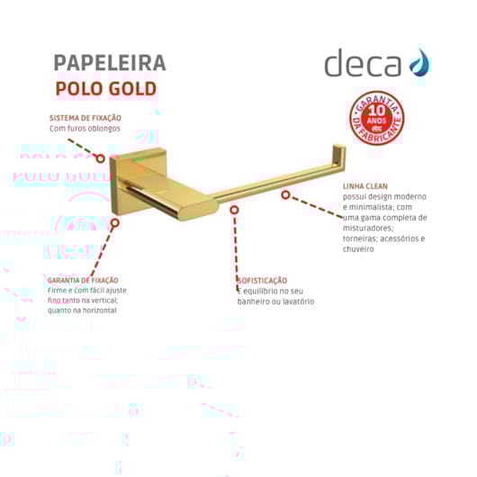 Papeleira Polo 2020 Gold Deca - Imagem principal - d4ed2d65-758c-407f-87cb-70118735396f