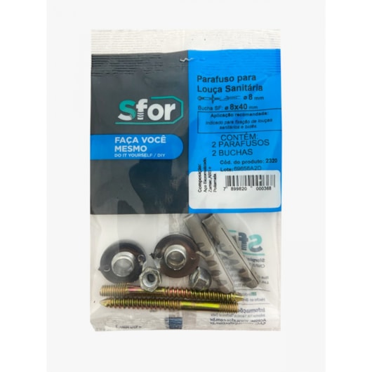 Parafuso De Fixação Para Vaso Sanitário C/ Bucha SF B8 2 Unidades Sforplast - Imagem principal - 631eb9b9-8067-4a4a-a2b6-e94dddf2057f