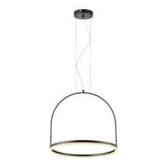 Pendente Cage Preto Fosco 20w 3000k Led Bivolt Emissão De Luz Amarela Ø50cm Avant