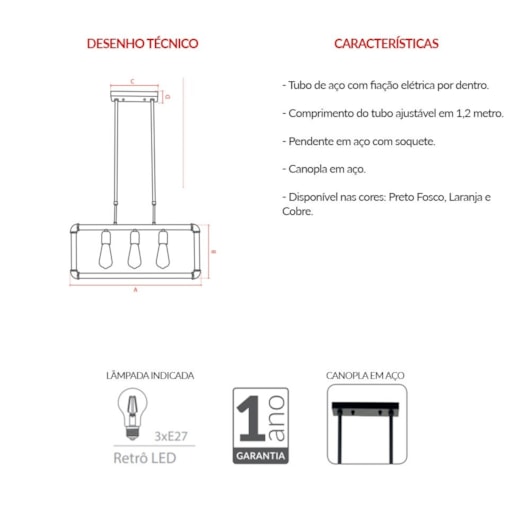Pendente De Aço Hash Para 3 Lâmpadas E27 Cobre Fosco Avant - Imagem principal - 230c27de-11b8-4e0d-b619-65c9ea8c5cca