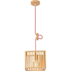 Pendente Oka Cube Madeira Cru 230mm Avant 1 Lâmpada E27