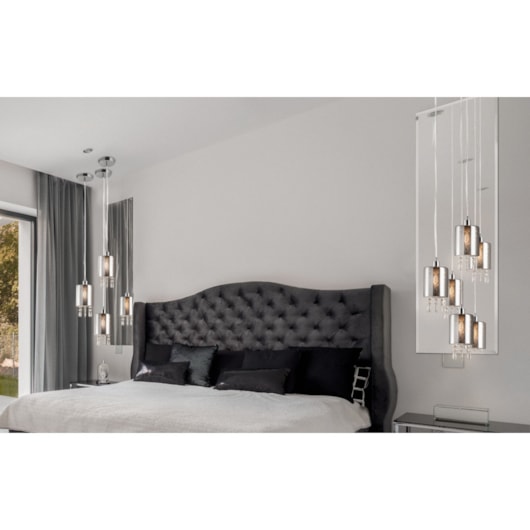Pendente Versailles Vidro Fumê Canopla Cromado Avant 1 Lâmpada E27 - Imagem principal - 5ffdbd93-bc8e-4461-86e5-533956b7f3f9