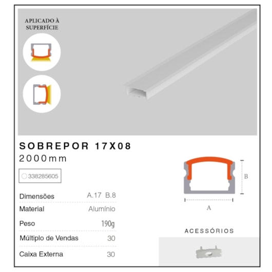 Perfil Risque Com Tampa 1708 Cega Bf Com 10 Unidades Branco Fosco Avant - Imagem principal - b3665bf1-eb01-4e39-b1a0-a8d96140c023