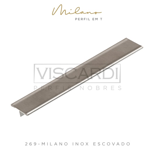 Perfil T Para Piso Milano 269 Inox Escovado Aço 304 Viscardi - Imagem principal - 081ac09d-c8fc-4f98-ab48-0303d5b8e0f6