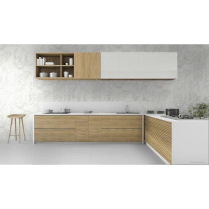 Piso Cerâmico Embramaco Calacata Beige Brilhante 60x60cm Mármore Retificado