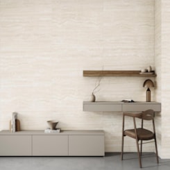 Piso Cerâmico Embramaco Supra Travertino Navona RT64520 Acetinado 64x123cm Retificado