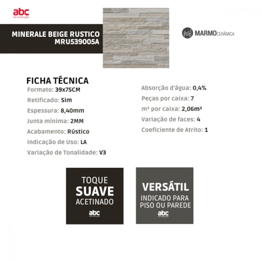 Piso Ceramico Marmocerâmica Marmo Minerale Beige Rustico 39x75,5cm Retificado - Imagem principal - 24918c3c-7288-4cf4-9f77-70e6af4384a5