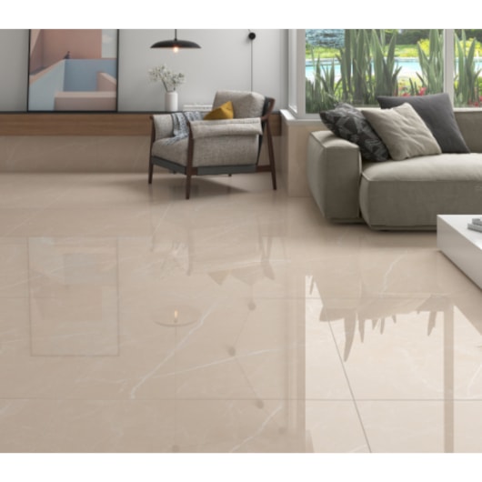 Piso Ceramico Marmocerâmica Marmo Napoli Crema Polido 90,5x90,5cm Retificado - Imagem principal - a352a151-e3da-4a8b-9428-bcfb84e72c94