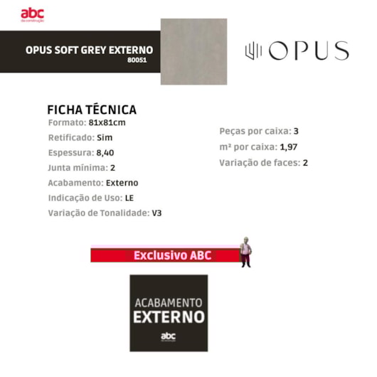 Piso Cerâmico Opus Soft Grey Granilha 81x81cm Retificado - Imagem principal - d6d9700a-30c4-4c9d-a33e-f4706436356c