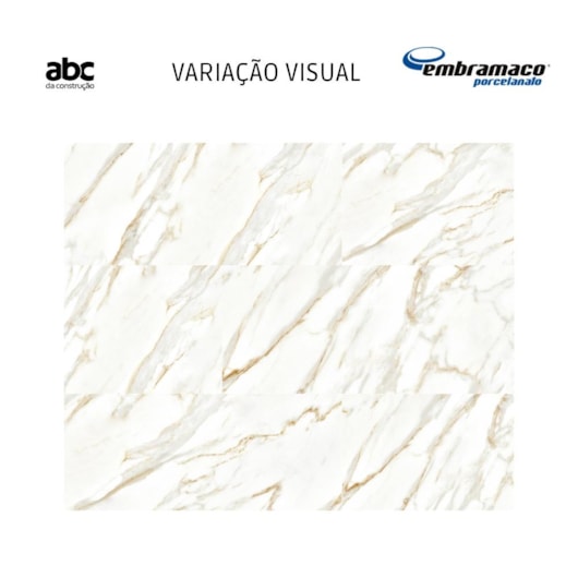 Piso Embramaco Calacata Gold Satiny 64x123cm Retificado - Imagem principal - 70535c38-75c8-450a-85d3-b1f7a37b169f