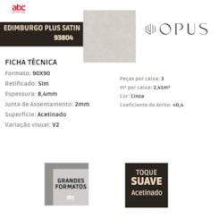 Piso Opus Edimburgo Plus Satin  90x90cm Retificado