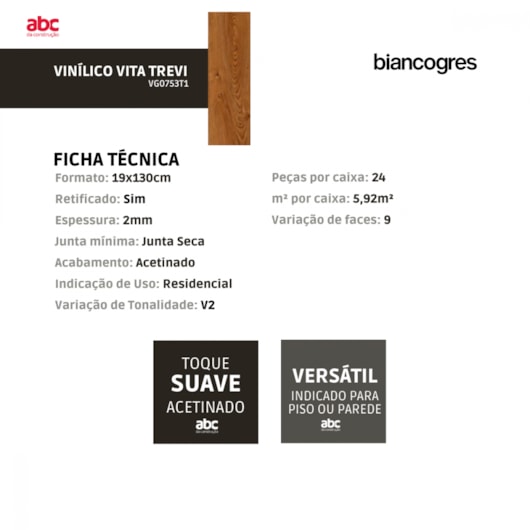 Piso Vinílico Biancogres Home Trevi 2mm Capa 0,15 19x130cm - Imagem principal - dbfbbcba-c774-4bdc-9592-a18a7d5251c8