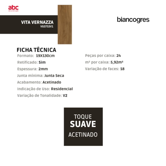 Piso Vinílico Biancogres Home Vernazza 2mm Capa 0,15 19x130cm - Imagem principal - fc68b687-92a1-45a0-b6fd-07c171ea0a29