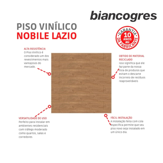 Piso Vinílico Biancogres Nobile Lazio 2,5mm 19x130cm - Imagem principal - 749bf0e2-c521-4edf-ad5c-f201230180fd