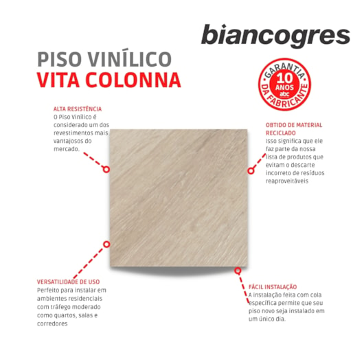 Piso Vinílico Biancogres Vita Colonna 2mm Capa 0,15 19x130cm - Imagem principal - be9e0365-5d04-4e36-b4fe-a0b090303045