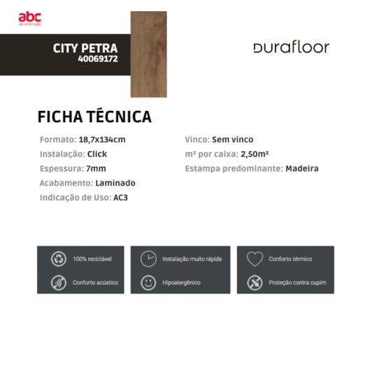 Piso Vinílico Durafloor City Petra 17,8x121,9cm - Imagem principal - e25eb54e-61f5-465f-934c-edc08e3d28fb