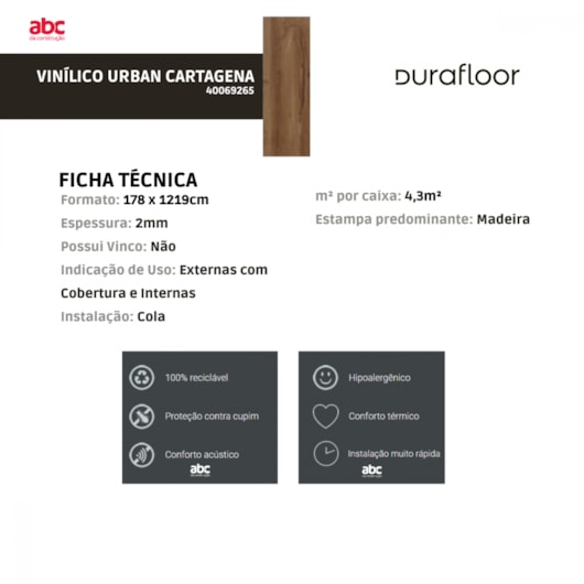 Piso Vinílico Durafloor Urban Cartagena 17,8x121,9cm - Imagem principal - 37b93856-ea73-48ef-8dcc-9fdbe3f229e2